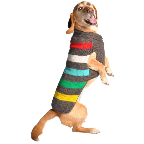 100% Cozy Warm Wool Sweaters for your Dog - Charcoal Strips Design - Picture 1 of 2